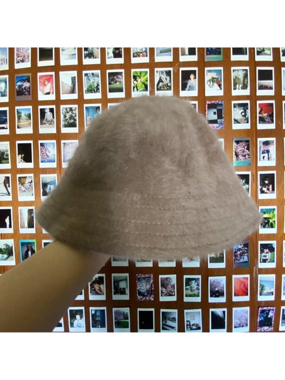 Taupe Angora Bucket Hat